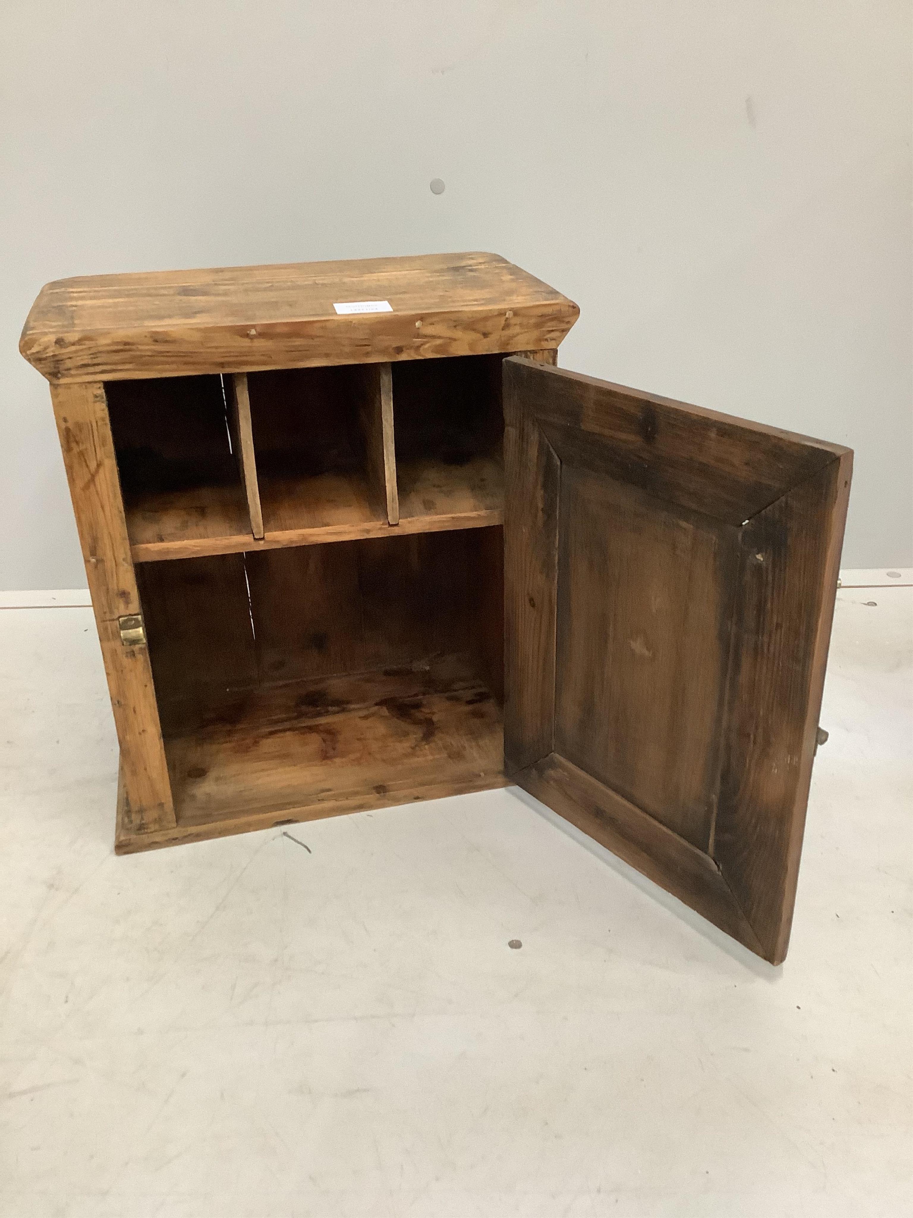 A Victorian pine medicine cupboard, width 39cm, depth 22cm, height 42cm